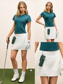 GLOWMODE Stay The Course Water-Repellant Peg Storage Compartment Golf-Themed Print Bag Golf Tennis Pickleball Daily Casual Wear - Green - View 7