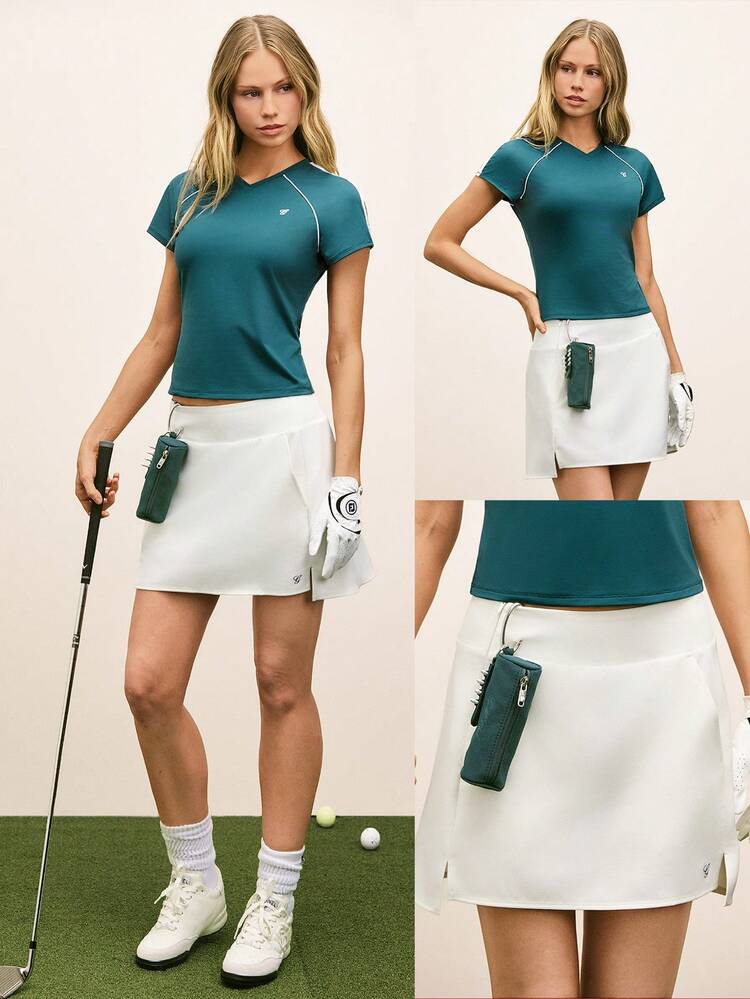 Stay The Course Water-Repellant Peg Storage Compartment Golf-Themed Print Bag Golf Tennis Pickleball Daily Casual Wear