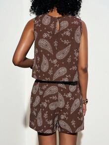 Zivah 2026 Women's Printed Vacation Casual Unique Pattern Printed Fabric Top And Shorts Set - Black - View 4