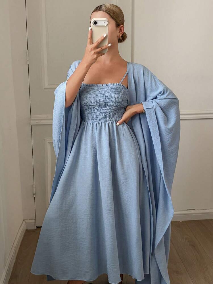 Elegant Loose Robe & Slip Dress Women Sleepwear Set