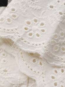 DAZY 女童格子蕾丝边休闲阔腿裤，夏季 - 黑與白 - 查看 6