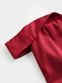 Girlism 少女露肩高腰复古风连衣裙 - 紅色 - 查看 4