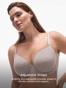 LUVLETTE Plus Dream Curve Support + Grey Smooth Full Coverage Support T-Shirt Minimizer Bra Black Bra Flexi SizeFreedom Bra - Grey - View 4