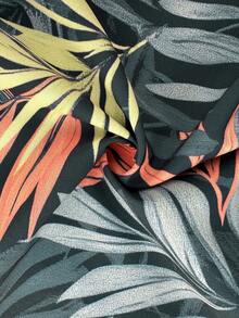 VIVINTIMO 男式植物印花抽绳腰口袋休闲沙滩短裤 - 墨綠色 - 查看 6