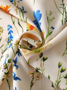 SHEIN LUNE 女士多色印花设计圆领宽松版型优雅休闲度假风拍照上衣，适合上学、旅行、海滩、街头风格，夏季上衣，时尚小众设计百搭短袖衬衫 - 彩色 - 查看 6