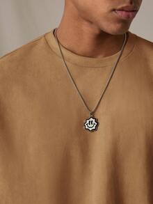 SWAVVY 男士针织休闲宽松版型数字刺绣短袖T恤 - 棕色 - 查看 6