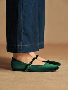 Rosivie Women's Casual Versatile Commute Simple Buckle Flats - Green - View 2