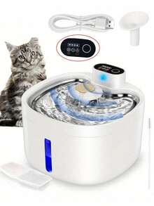 PETSIN Dispensador de agua automático inalámbrico para gatos - 88 onzas / 2.6 litros / 0.69 galones, con sensor de movimiento que detecta automáticamente el suministro de agua, ultra silencioso - Dispensador de agua para mascotas con batería - 2.6L - Ver 7