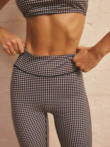 Aralina Women's Summer Fashion Plaid Camisole Sports Bra And Leggings Set - Black and White - View 4