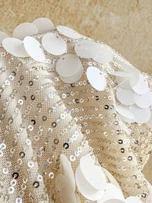Soleia Đầm ngắn hở lưng cổ yếm gợi cảm màu trơn đính sequin dành cho nữ - Màu be - Xem 6