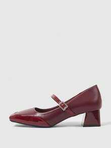 Sleekvia Women's Elegant Commuter Minimalist Square Toe Pumps - Burgundy - View 8