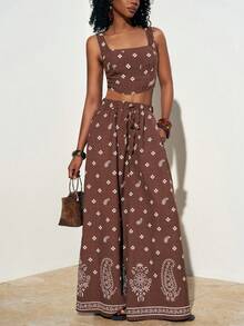 Zivah Bộ đồ nữ năm 2026 in họa tiết độc đáo, kiểu dáng thường ngày, gồm áo và quần dài. - Rỉ Nâu - Xem 6