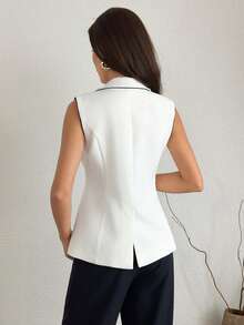 SHEIN Women Pearl Detailed Summer Blazers - White - View 2