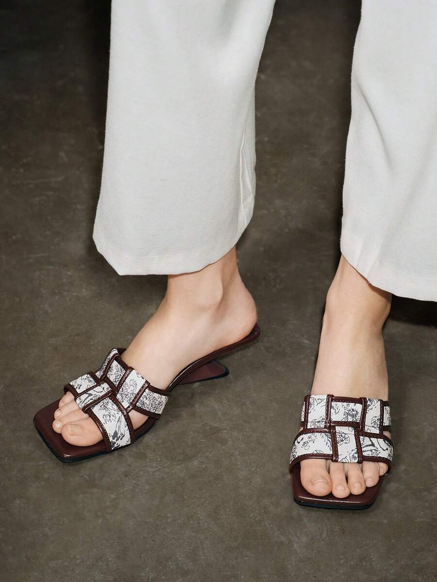 Giày cao gót quai vuông gợi cảm sang trọng, đế xuồng đế xuồng thời trang Hàn Quốc mùa hè dành cho nữ - màu nâu - Xem 1