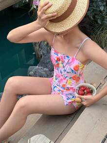 DAZY Áo tắm liền thân dễ thương cho bé gái, trang phục mùa thu cho bé gái tuổi teen. - Hồng - Xem 8