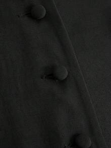 Girlism 少女衬衫套装，秋冬通勤新款，仿口袋装饰船领黑色西装背心搭配开襟西装外套和长裤两件套 - 黑色 - 查看 9
