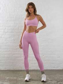 Musera Sport 深V吊带运动文胸 夏季健身房瑜伽普拉提秋季日常休闲 - 粉色 - 查看 4