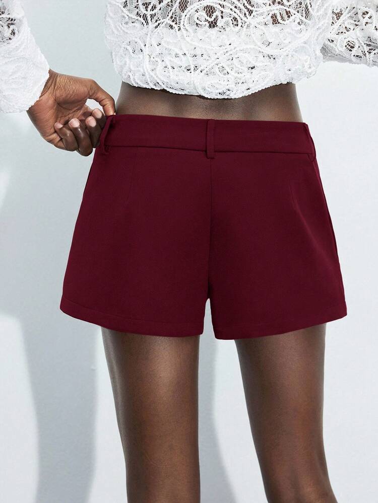 Shorts mini de estilo vaquero de cintura alta casual Y2K MAIJA - Burdeos - Añade 5