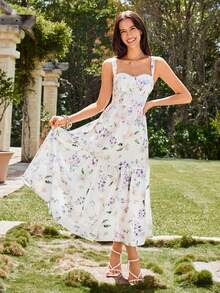 KARISMINA 情人节女士度假印花吊带连衣裙，女士度假装扮 - 彩色 - 查看 7