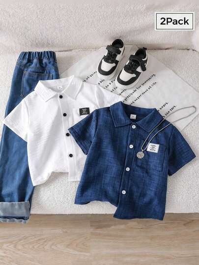 Genkimix Kids 男童休闲口袋衬衫套装，适合户外活动和度假穿着