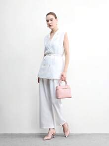 CUCCOO BIZCHIC 女士高跟鞋，柔和裸粉色漆皮尖头细跟凉鞋，侧镂空透气软底，舒适优雅，通勤约会修长百搭高跟鞋 - 藕粉色 - 查看 5