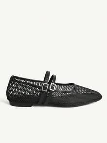 CUCCOO CHICEST Giày sandal đế bằng quai lưới đa năng mùa hè dành cho nữ, phù hợp cho công sở, đám cưới, giày mùa xuân, giày cô dâu. - màu đen - Xem 3