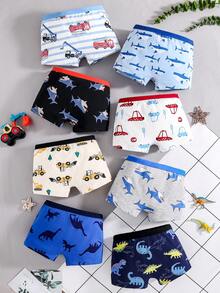 Set de 8 calzoncillos tipo bóxer cómodos con estampado de animales y autos para niños preadolescentes - Multicolor - Ver 2