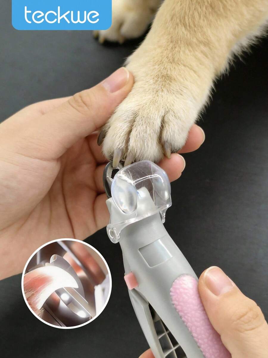 Teckwe LED Lighted Pet Nail Clipper, Suitable For Cats & Dogs Nail Trimming, Professional Pet Grooming Tool (Replaceable Blades) - Pink - View 1
