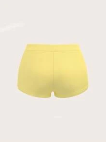 Sweetina 女士Y2K黄色性感假日海滩外出可爱家居睡衣可爱小熊印花短裤，夏季 - 鵝黃色 - 查看 2