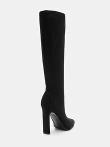 Glitzique Women's Pointed Toe Thermal Lined Zipper High Heel Knee-High Boots, Black, Winter,Sexy,Party - Black - View 9