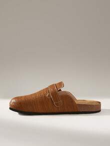 Solecia Sandal Selop Setengah Tertutup Wanita Terbaru, Bahan PU, Sepatu Nyaman, Kasual dan Serbaguna untuk Perjalanan Sehari-hari - Coklat hangat - View 3