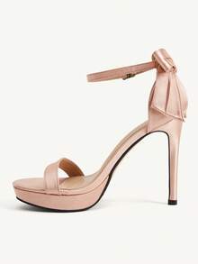 CUCCOO CHICEST Giày sandal cao gót đế xuồng chống thấm nước, trang trí nơ, kiểu dáng thanh lịch dành cho nữ. - Hồng - Xem 9