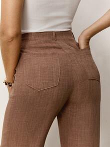 Daynim Quần ống loe cạp cao có túi chéo - Màu be - Xem 1