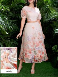 Modelyn Falda elegante de mujer con estampado adelgazante y corte evasé de línea A - Multicolor - Ver 11