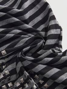 ROMWE Grunge Punk Y2K Punk Cross Rivet Design Laser Cut Loose Fit Solid Color T-Shirt, Versatile - Dark Grey - View 4