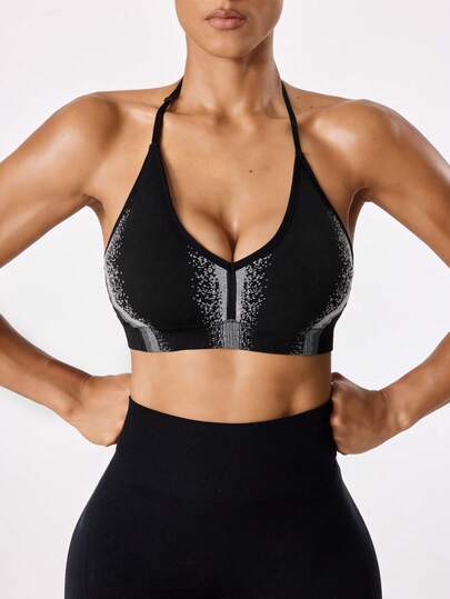 Seamluxe SHEIN Sport 1pc Seamless High Elasticity Backless Racerback Sports Bra For Women, Suitable For Yoga, Workout, And Fashionable Outfits, All Seasons