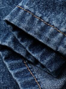 DAZY Bộ áo liền quần và yếm denim dáng rộng, không tay, cổ bẻ, eo, dành cho nữ mùa hè. - Rửa trung bình - Xem 7