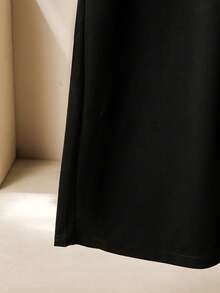 Modelyn 女士短袖刺绣蕾丝拼接上衣和阔腿裤优雅通勤日常百搭加大码两件套 - 黑色 - 查看 3