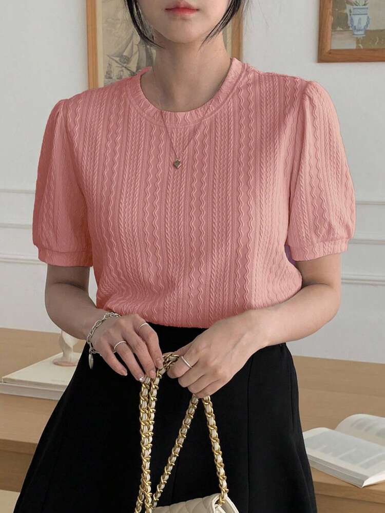 Women's Summer Round Neck Commuting Versatile Loose Casual Short Sleeve T-Shirt