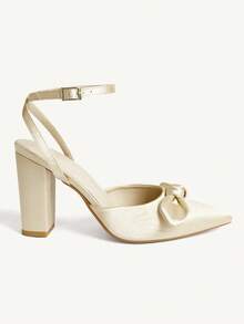 CUCCOO CHICEST 女士夏季新款蝴蝶结尖头高跟鞋杏色优雅休闲鞋 - 杏色 - 查看 3