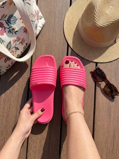 Sandalias ligeras de EVA de playa para mujer, con punta abierta y suela acolchonada, sandalias cómodas para el uso al aire libre en la piscina e interiores, con suela amortiguada