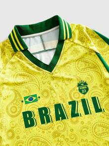 ROMWE MEN Men's Casual Cashew Flower Print Short Sleeve T-Shirt, Summer - Yellow - View 3