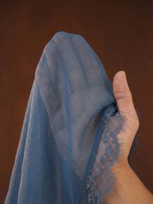 Maija 女士简约纯色蕾丝荷叶边衬衫，夏季西部风上衣，牛仔上衣，女式牛仔上衣，适合夏季圣帕特里克节、复活节、夏季派对、海滩度假、夏季外出、毕业典礼等场合，休闲女式衬衫 - 藍色 - 查看 5