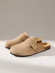 Solecia Zapatos planos de mujer de nueva temporada, con material tipo gamuza y media cerrados, adecuados para salir, ir de compras, ir al trabajo y uso casual. - Camel - Ver 6