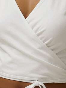 MUSERA ESSENTIALS 系带长袖芭蕾舞风格棉质家居服上衣，单件上衣，冬季舒适居家休闲可爱日常居家必备 - 白色 - 查看 6