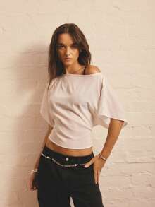 Aralina 薄纱短袖系带露背上衣 - 白色 - 查看 7