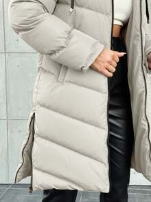 Women Autumn Winter Coats Hiking Camping Black And Silver - 米色 - 查看 4