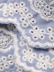 DAZY 女童蕾丝领无袖上衣和裙子两件套，清新甜美韩版风格 - 藍色 - 查看 11