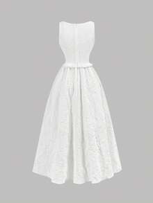 SHEIN Girlism 儿童夏季服装 少女纯色提花可拆卸蝴蝶结领无袖优雅连衣裙 白色连衣裙 舞会礼服 长裙优雅白色连衣裙 女孩连衣裙 白色派对连衣裙 白色连衣裙 优雅白色套装 白色连衣裙 舞会礼服 长裙 女孩优雅套装 圣餐礼服 白色优雅连衣裙 长裙 白色连衣裙 舞会礼服 - 白色 - 查看 2