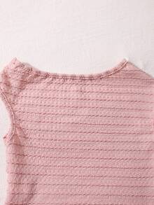 两件套女童法式优雅甜美风粉色不对称露肩露脐上衣搭配修身长开衩裙，适合度假穿着 - 粉色 - 查看 2